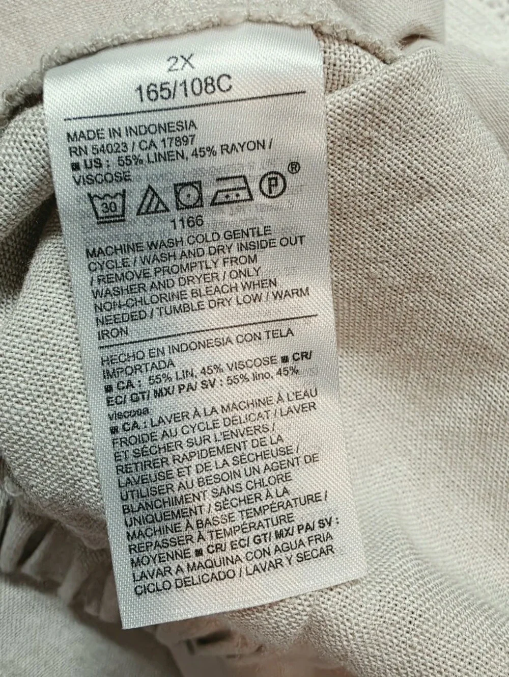 Beige Linen Skort Plus Size 2XL Beach Summer Tropical Cruise Travel New With Tag